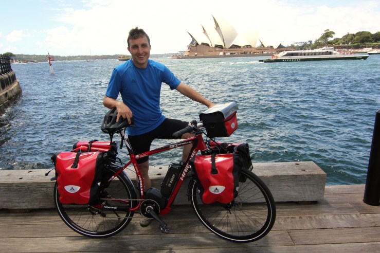 Maximilian Semsch, with his e-bike on Sydney